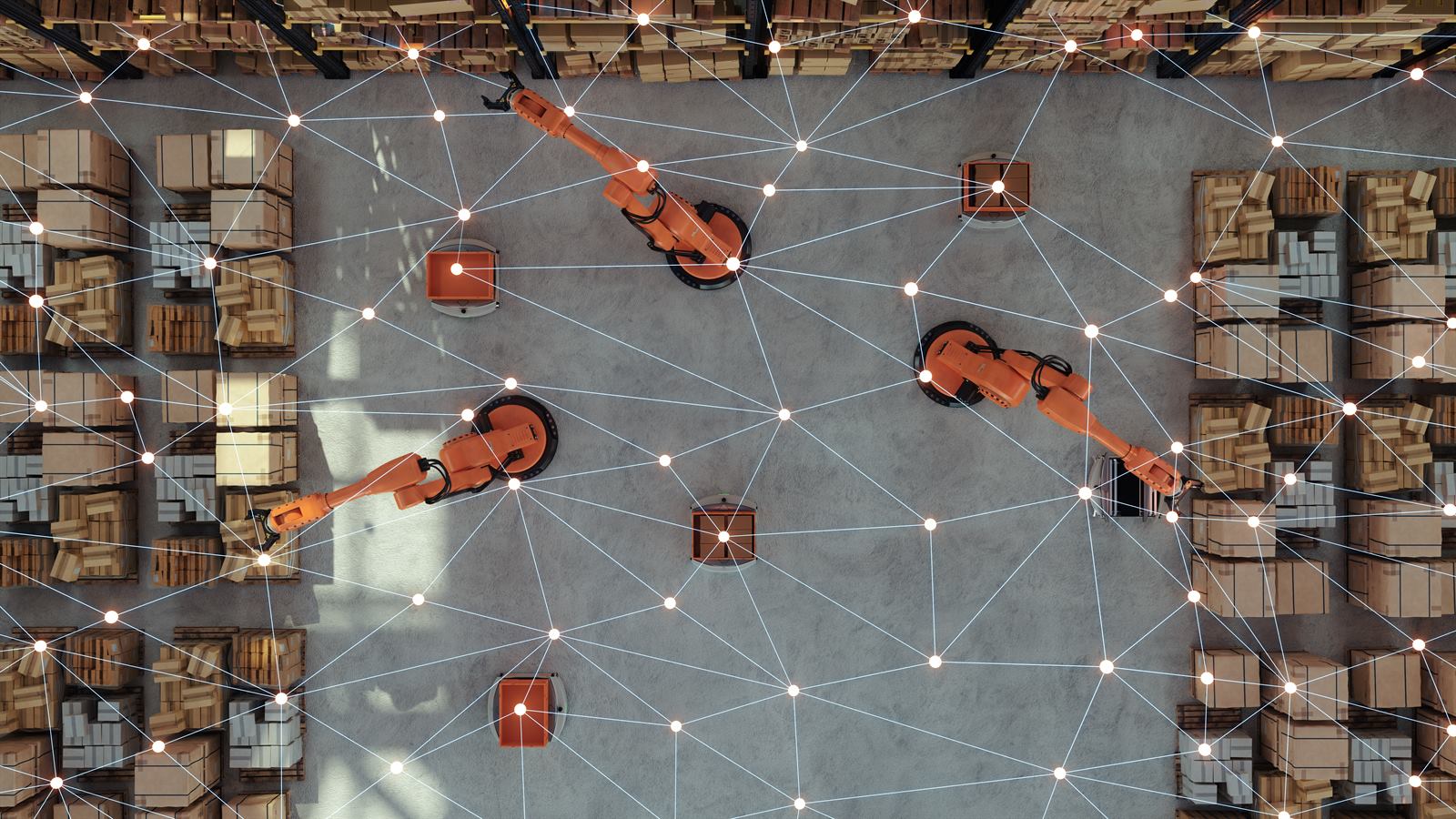 Warehouse robots and systems linked by a network of connections