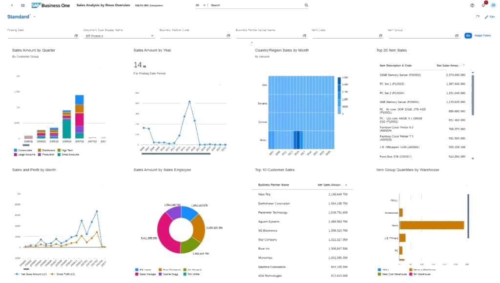 SAP Business One Sales Analysis Dashboard